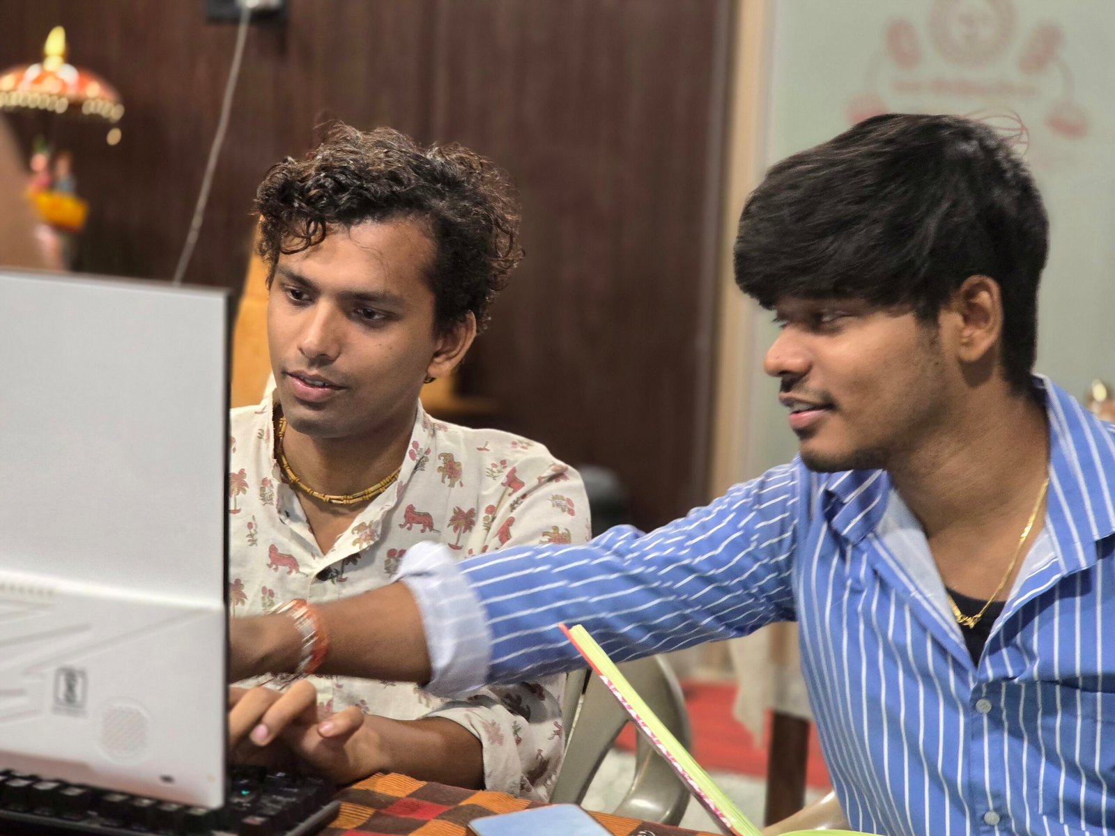 Interns at work in the Sabha's library and archive