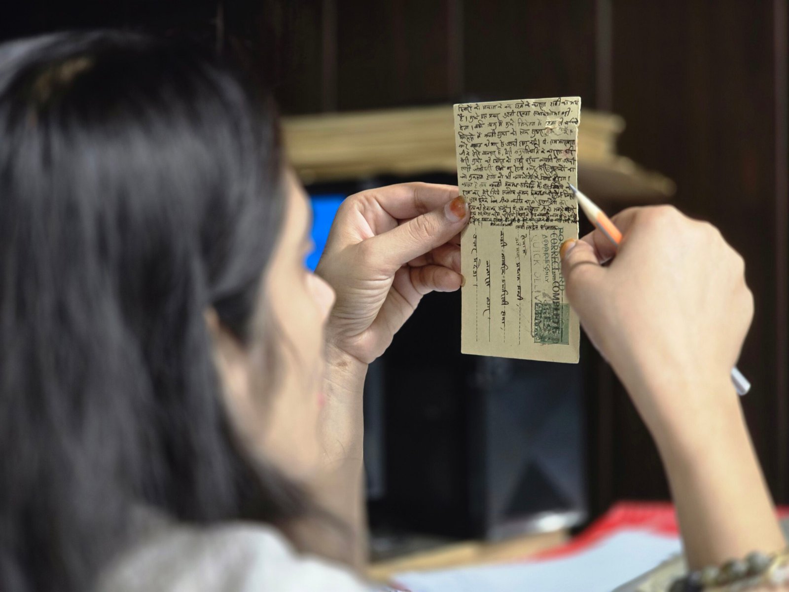Interns at work in the Sabha's library and archive