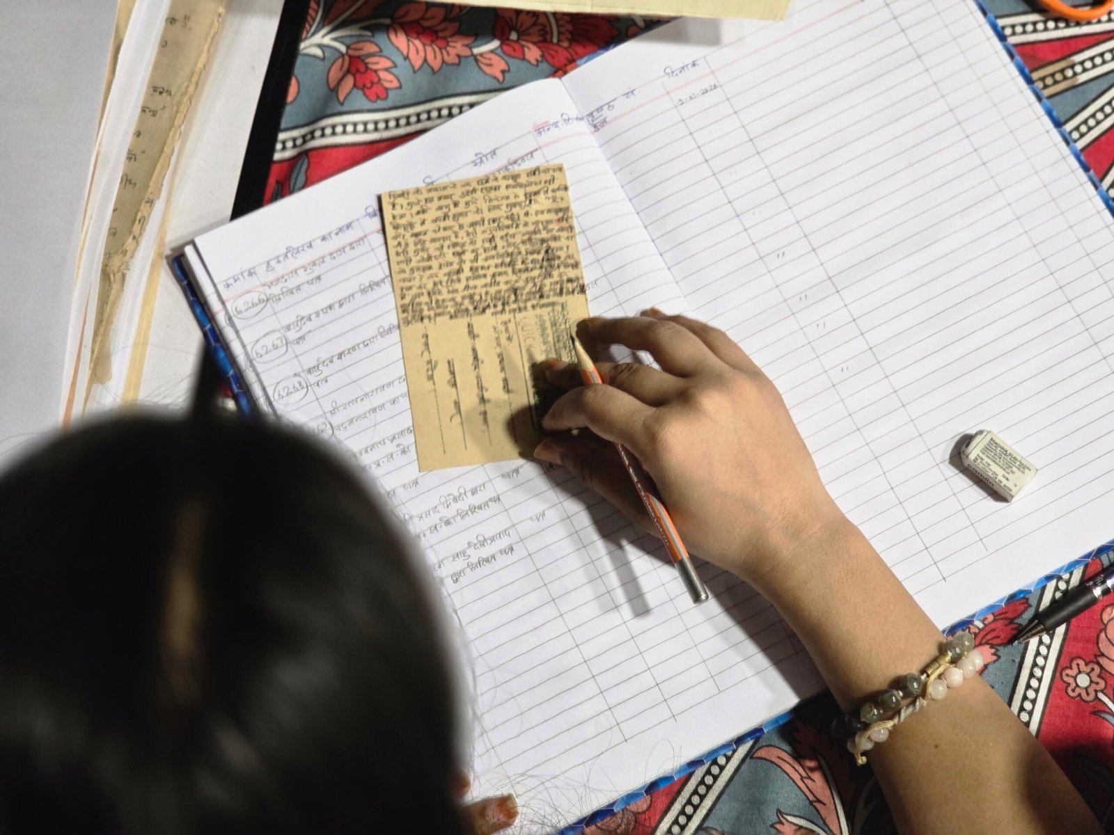 Interns at work in the Sabha's library and archive
